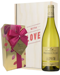 French Pouilly Fume White Wine  Valentines Wine and Chocolate Gift Box